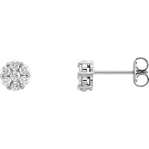 Stu 14kt White 1/2 CTW Diamond Cluster Earrings