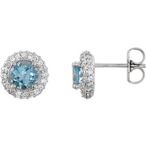 Stu 14kt White Aquamarine & 3/8 CTW Diamond Earrings