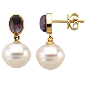 Stu Amethyst & South Sea Cultured Pearl Earrings or Semi-mount