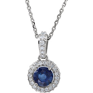Stu Platinum Blue Sapphire & 1/4 CTW Diamond 18" Necklace