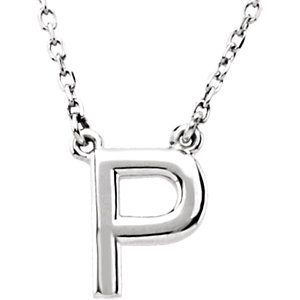 Aquarella&Reg; Collection Sterling Silver Letter "P" Block Initial 16" Necklace