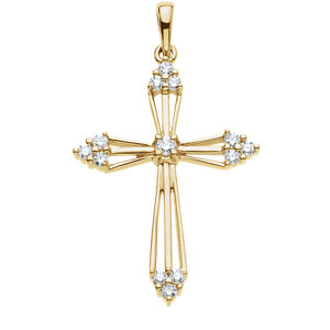 Tres Chere&Reg; Collection 14kt White .28 CTW Diamond Cross Pendant 