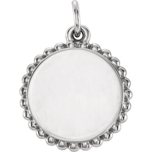 Tres Chere&Reg; Collection 14kt White Engravable Round Beaded Pendant