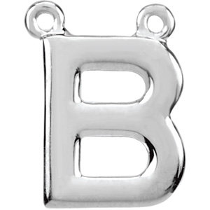 Stu Sterling Silver Letter "B" Block Initial Necklace Center