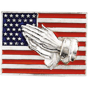 Stu American Flag with Praying Hands Lapel Pin
