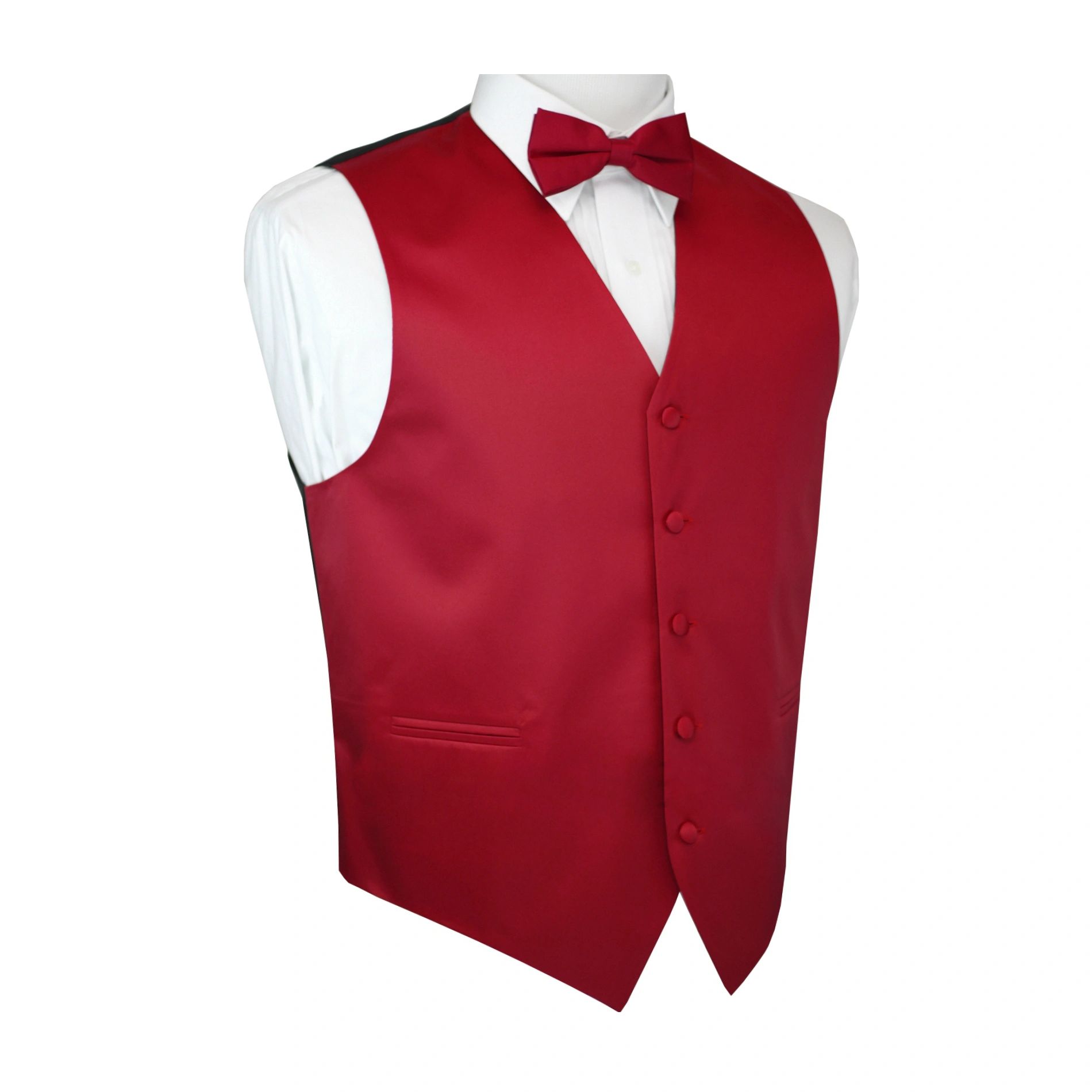 Brand Q Italian Design, Men's Formal Tuxedo Vest, Bow-Tie & Hankie Set in Red