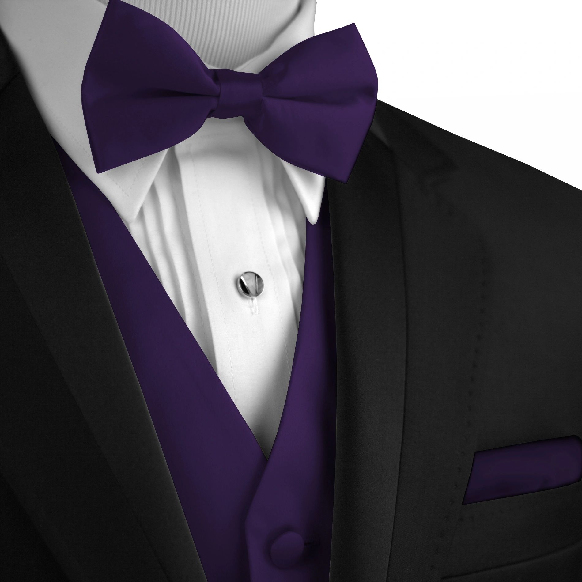 Brand Q Italian Design, Men's Formal Tuxedo Vest, Bow-Tie & Hankie Set in Lapis