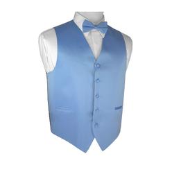 Brand Q Italian Design, Men's Formal Tuxedo Vest, Bow-tie - Cornflower