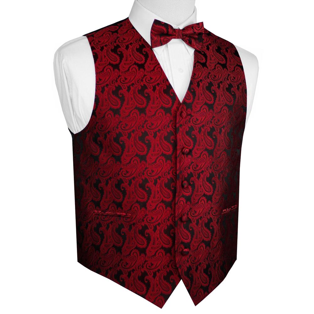 Brand Q Italian Design, Men's Formal Tuxedo Vest, Bow-tie - Apple Paisley