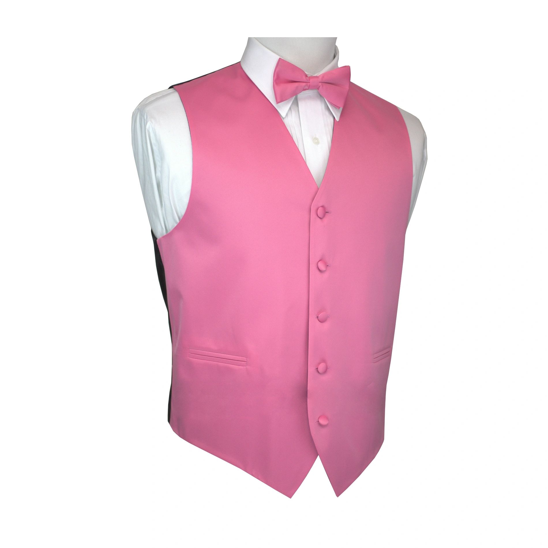 Brand Q Italian Design, Men's Formal Tuxedo Vest, Bow-tie - Hot Pink
