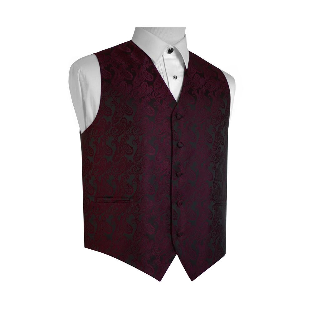 Brand Q Italian Design, Men's Formal Tuxedo Vest, in Berry Paisley