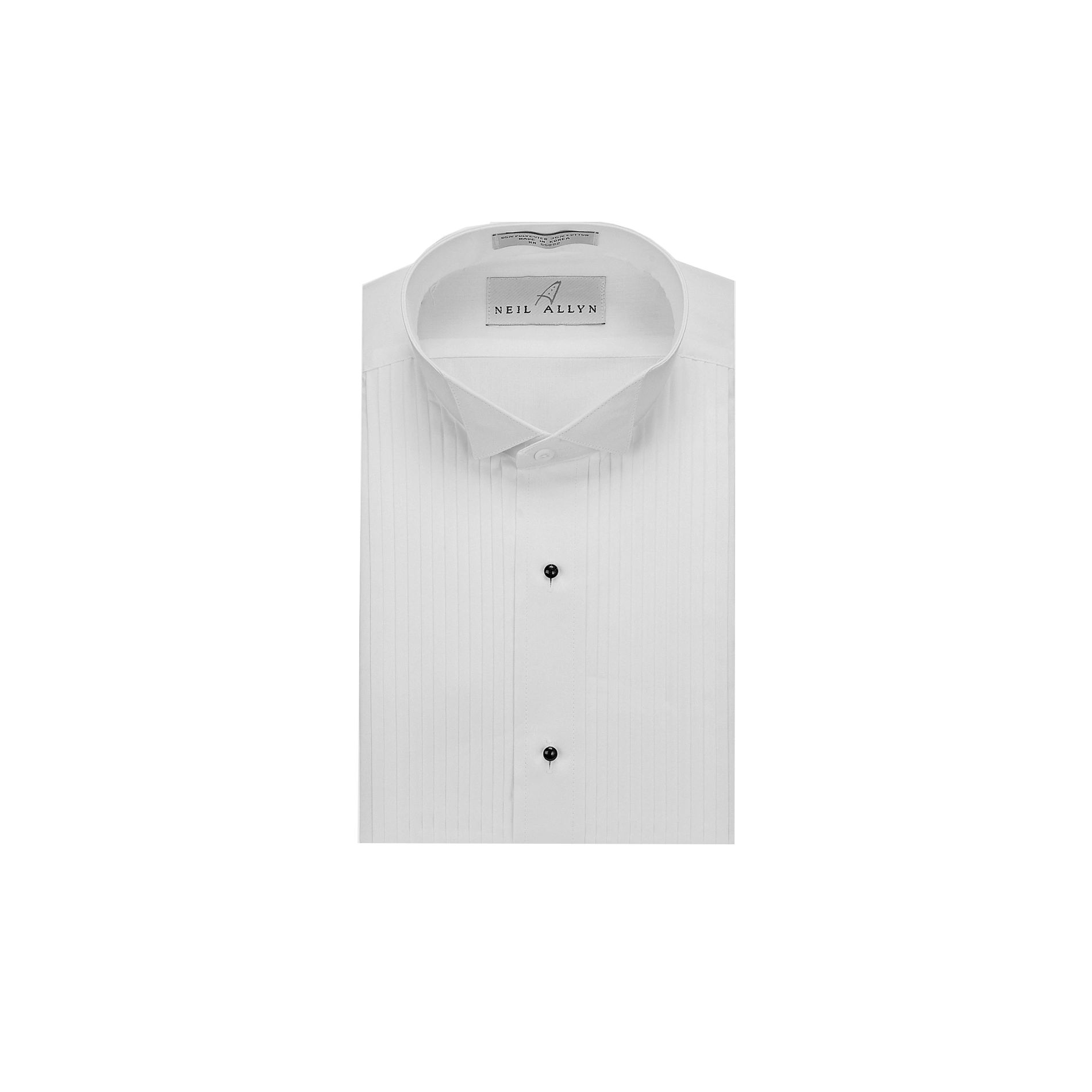 Neil Allyn Men's SLIM FIT Lay-Down Collar 1/4" Pleats Formal Tuxedo Shirt