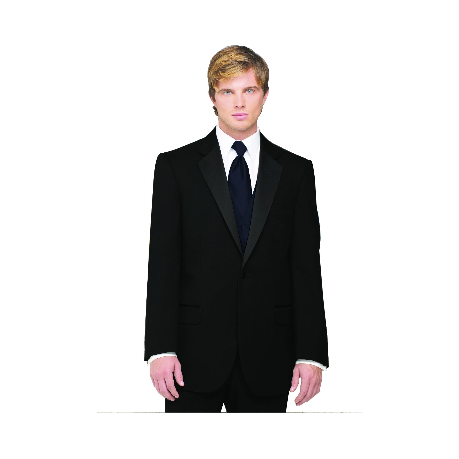 Neil Allyn 7-Piece Tuxedo with Flat Front Pants Navy Vest and Tie