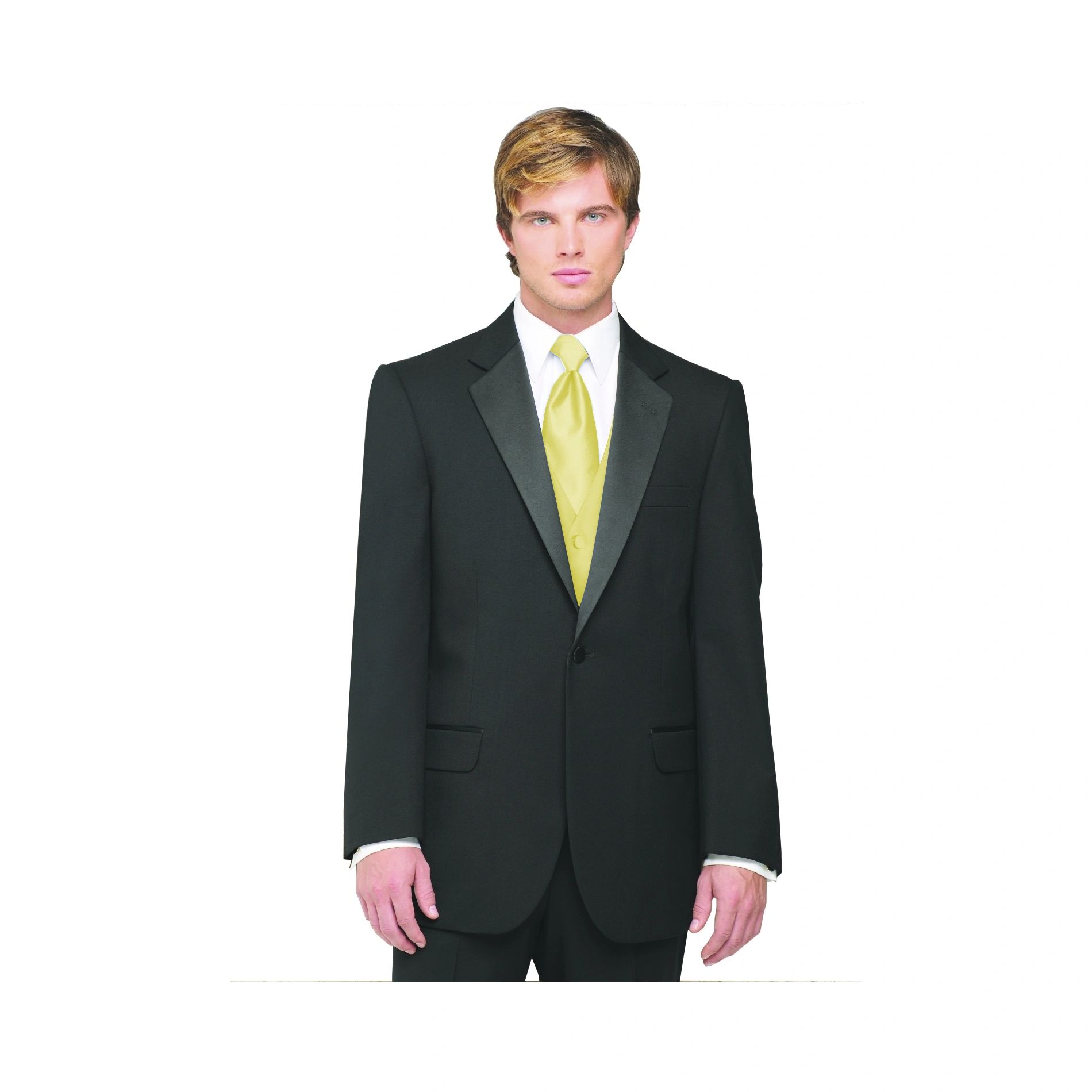 Neil Allyn 7-Piece Tuxedo with Flat Front Pants Canary Vest and Tie