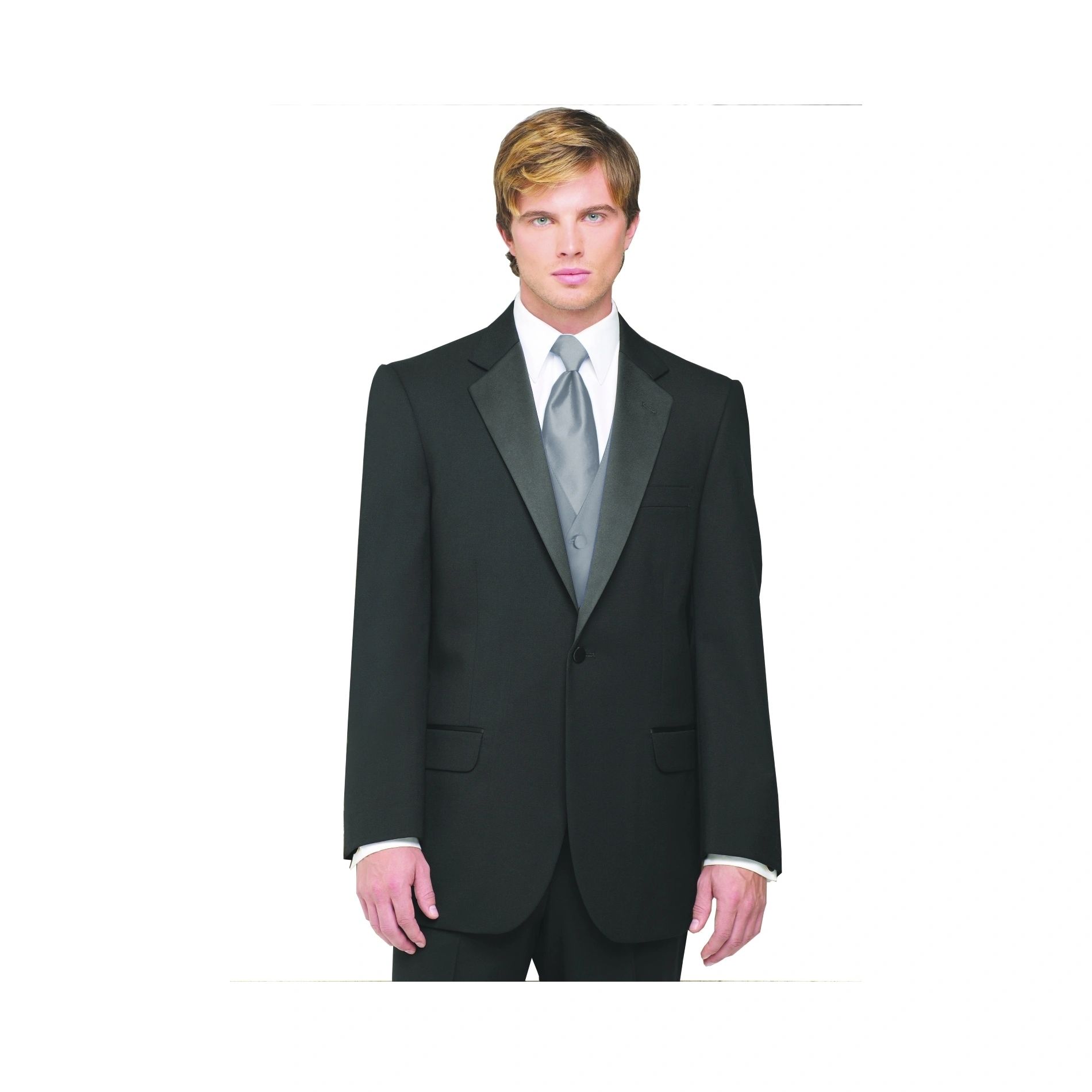 Neil Allyn 7-Piece Tuxedo with Flat Front Pants Silver Vest and Tie
