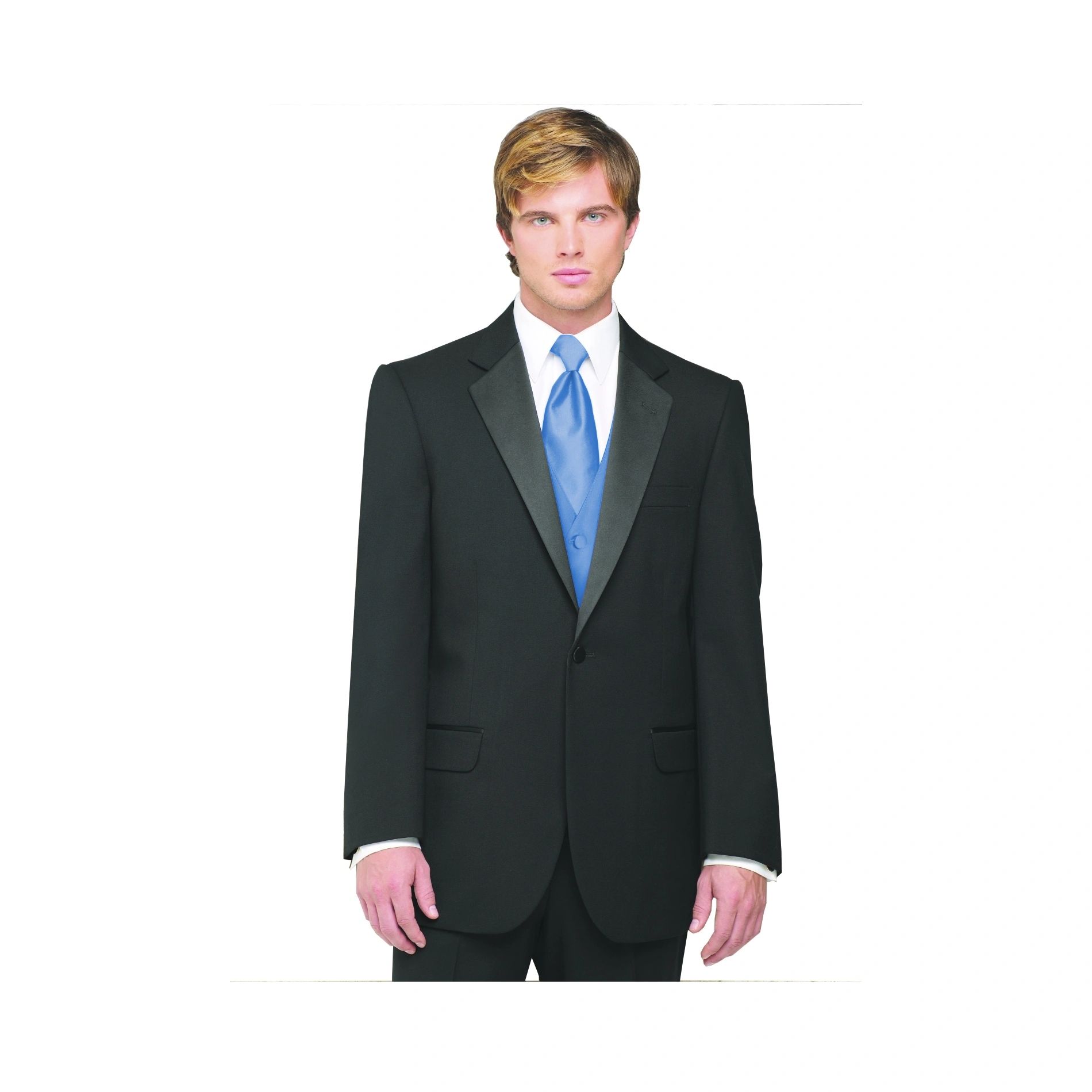 Neil Allyn 7-Piece Tuxedo with Flat Front Pants Cornflower Vest and Tie