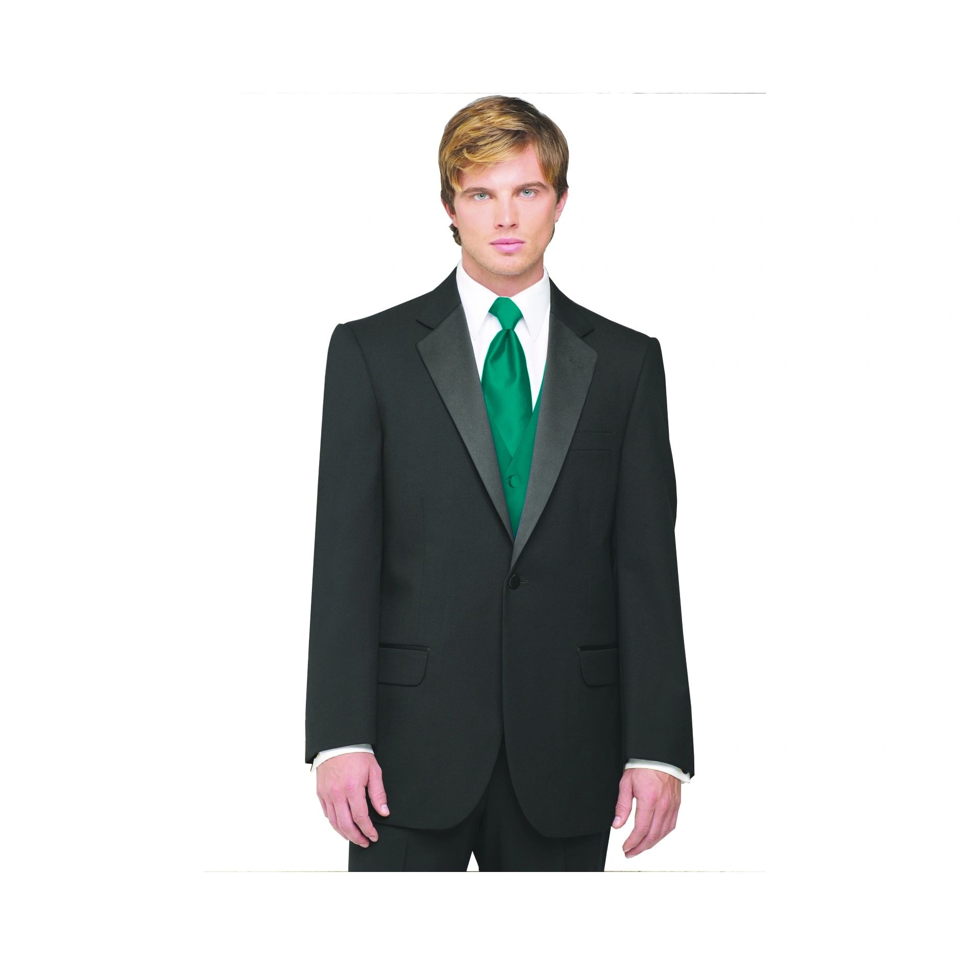 Neil Allyn 7-Piece Tuxedo with Flat Front Pants Green Vest and Tie