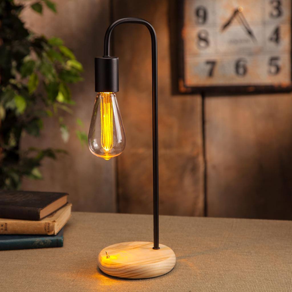 Gerson 93386 5 3 X 17 Etched Led Plastic St64 Metal Fixture Wood Gerson 93386 5 3 X 17 Etched Led Plastic St64 Metal Fixture Wood Base Battery Operated Accent Lamp With Timer