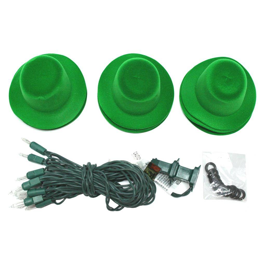 Sienna 72186 - 10 Light 7.5' Green Wire Flocked Green Derby Hats String Set (661/522FY116)