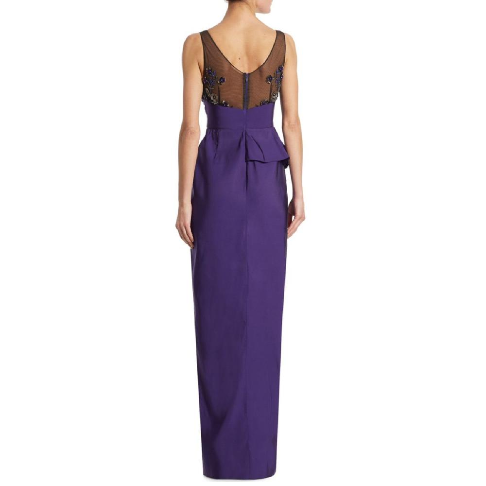Marchesa Notte Beaded Draped Faille Gown
