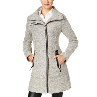 Calvin Klein Pe E Faux Leather Trim Asymmetrical Walker Coat Calvin Klein Pe E Faux Leather Trim Asymmetrical Walker Coat