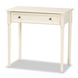 Baxton Studio FZDR19084-White-Console Table Mahler Classic & Traditional White Finished Wood 1-Drawer Console Table