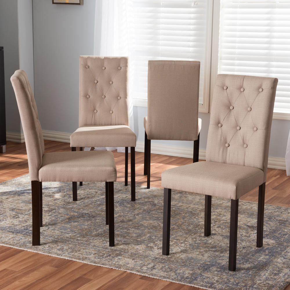 Baxton Studio Gardner Modern and Contemporary Dark Brown Finished Beige Fabric Upholstered Dining Chair