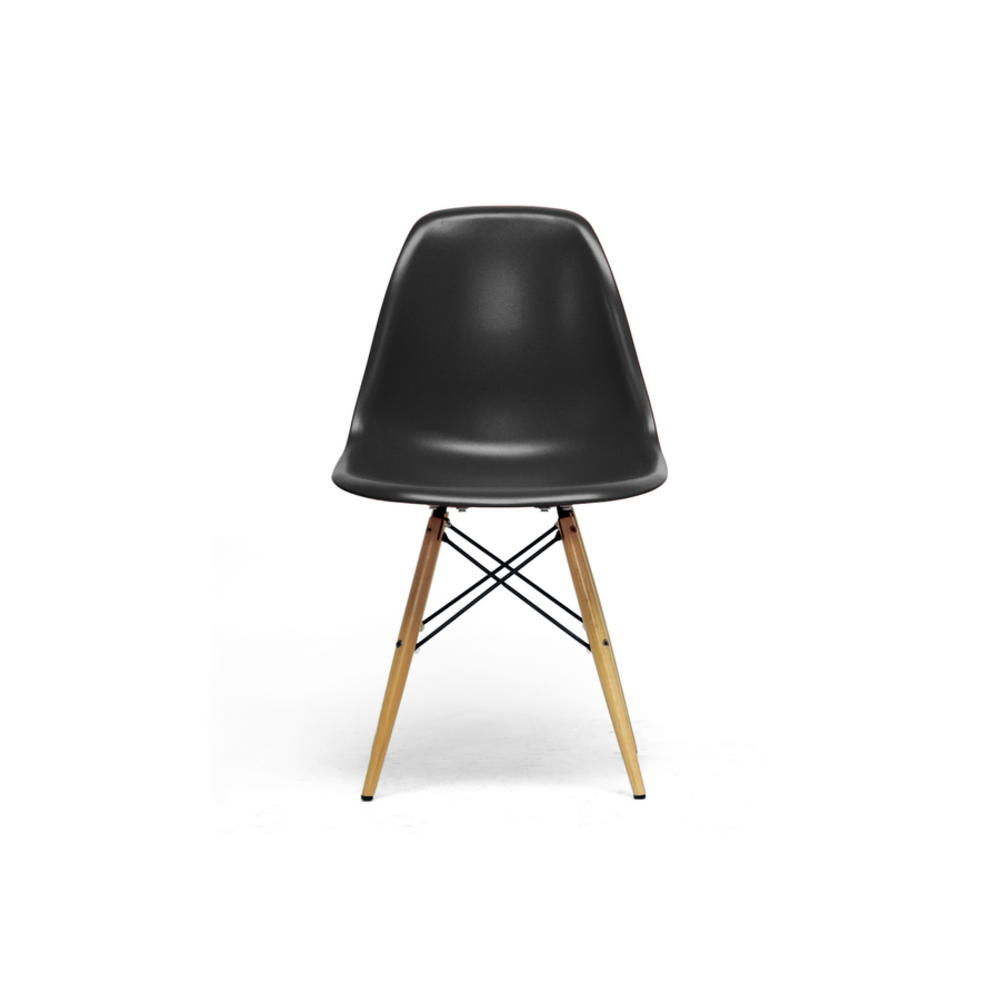 Baxton Studio Azzo Black Plastic Mid-Century Modern Shell Chair 