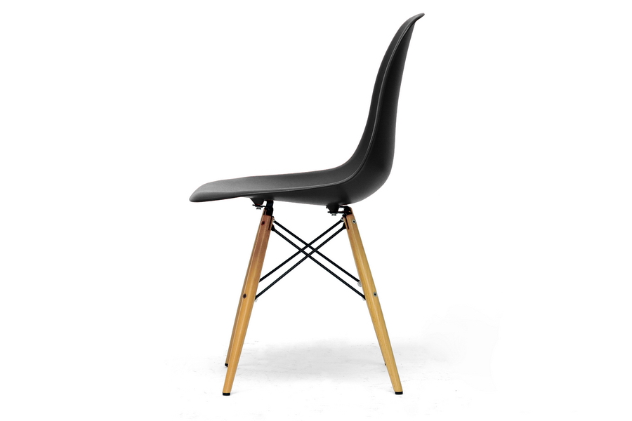Baxton Studio Azzo Black Plastic Mid-Century Modern Shell Chair 