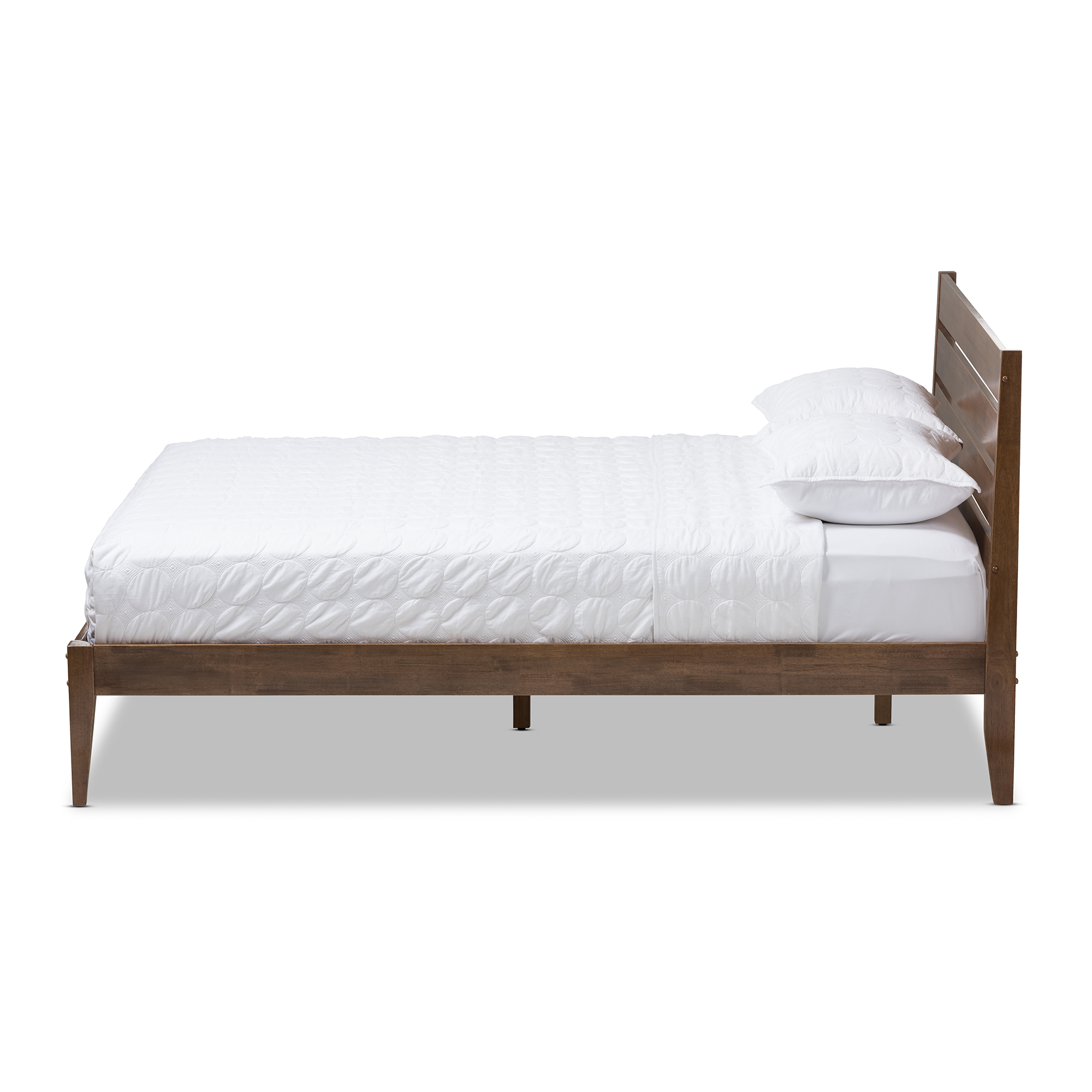 Baxton Studio Elmdon Mid Century Modern Solid Walnut Wood Slatted Headboard Style King Size Platform Bed Baxton Studio Elmdon Mid Century Modern, Mid Century Modern King Size Platform Bed