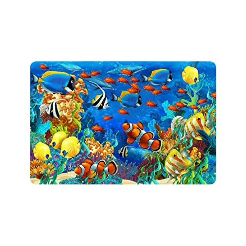 Interestprint The C Reef Anti Slip Door Mat Home Decor Interestprint The C Reef Anti Slip Door Mat Home Decor Underwater World Sea Fishes Indoor Outdoor Entrance Doormat Rubber B