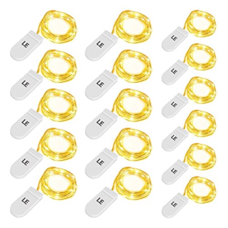Lighting Ever Le Led Copper Wire String Lights 16 Pack 20 Lighting Ever Le Led Copper Wire String Lights 16 Pack 20 Starry Light Battery Operated Warm White 3 3ft 1m Waterproof Decorat