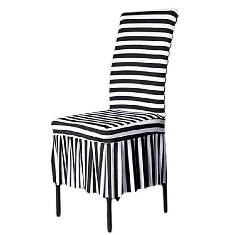 Shzonsclic Chair Slipcovers Stretch Ruffled Dining Covers Shzonsclic Chair Slipcovers Stretch Ruffled Dining Covers Black White Stripes Style C