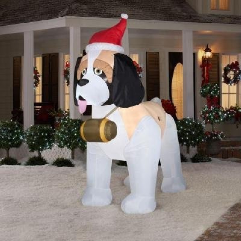 Holiday Living Outdoor Decorations Gemmy Giant Airn St Bernard Inflatable Dog 9 Foot Holiday Outdoor Yard Decoration