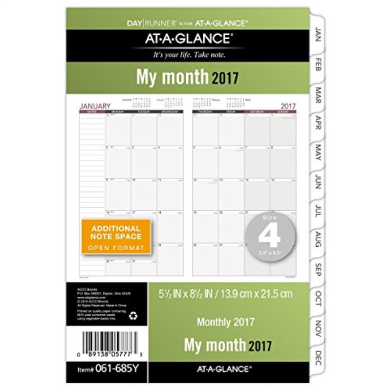 at a glance adib01dq0qvs0 day runner monthly planner refill 2017