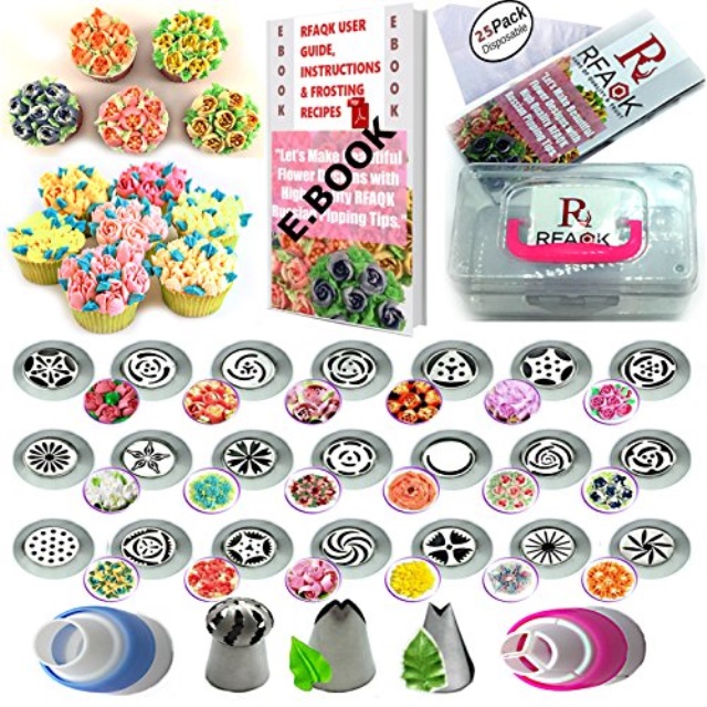 Rfaqk 51pcs Russian Piping Tips Set With Storage Case 21 Numbered Rfaqk 51pcs Russian Piping Tips Set With Storage Case 21 Numbered Easy To Use Icing Nozzles Pattern Chart E Book User Guide 2 Leaf And