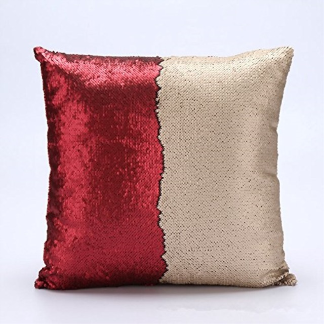 Haperlare 16 X Inch Sequin Pillow Reversible Mermaid Haperlare 16 X Inch Sequin Pillow Reversible Mermaid Case Cushion Cover Lake Blue And Silver Insert Not Include
