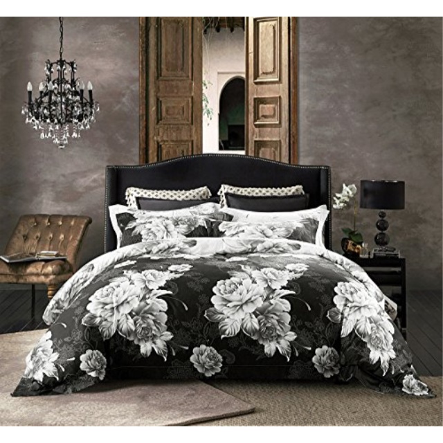 Jieshiling 3pc 600 Thread Count Egyptian Cotton High Jieshiling 3pc 600 Thread Count Egyptian Cotton High Quality Duvet Cover King Black