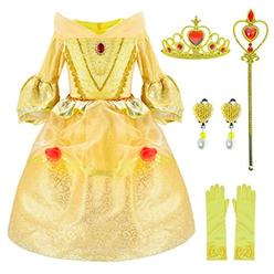 party chili princess belle costume girls birthday party dress up with accessories age of 56 years