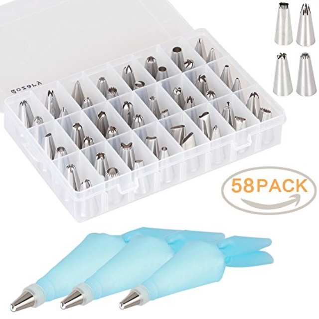 58 Pcs Cake Decorating Supplies Kits Qozary Frosting Bags And Tips 58 Pcs Cake Decorating Supplies Kits Qozary Frosting Bags And Tips Set With 52 Stainless Steel Icing Piping 3 Reusab
