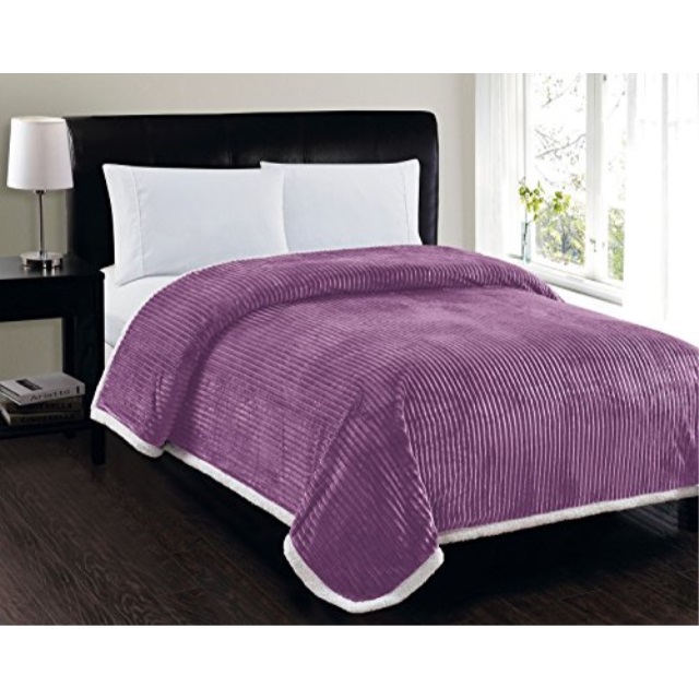 Dcorandmore Ultra Lush Reversible Sherpa Corduroy Blanket Queen Mauve