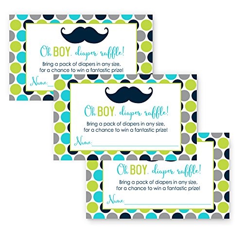 paper clever party mustache baby shower diaper raffle game card 25 pack