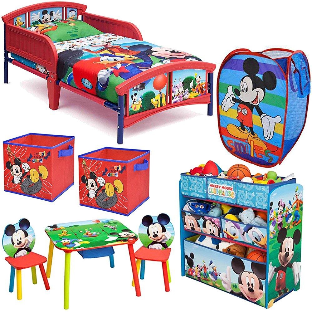Megamarketing Disney Delta Children Mickey Mouse Clubhouse 8 Piece Megamarketing Disney Delta Children Mickey Mouse Clubhouse 8 Piece Furniture Set Plastic Toddler Bed Multi Bin Toy Organizer Table And Cha