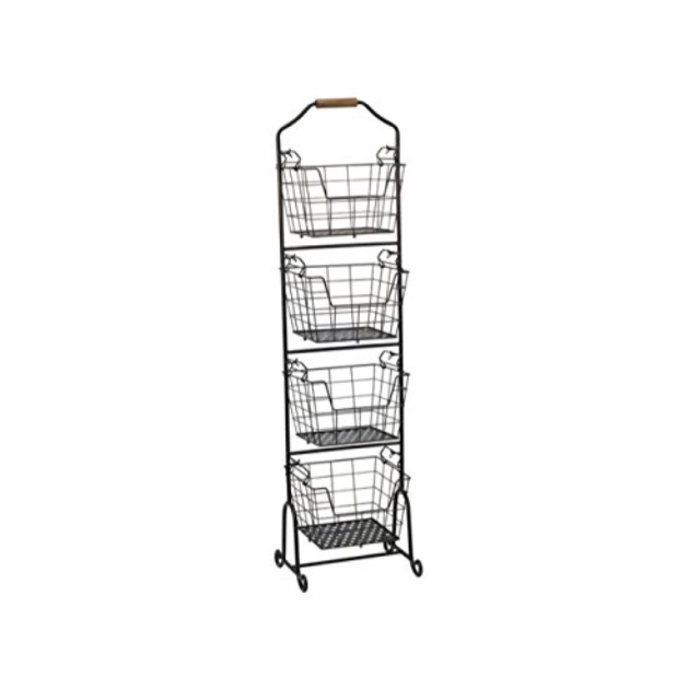 Three Tier Metal Basket Vegetable Stand Gourmet Basics By Mikasa 5228872 Ferme 4tier Metal Floor Standing Fruithome Storage Market Basket Large
