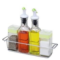 Tablecraft Products Oil And Vinegar Cruet Set With Caddy Chefoh Gl Cruet Set With Caddy Salt And Pepper Shakers Olive Oil Vinegar