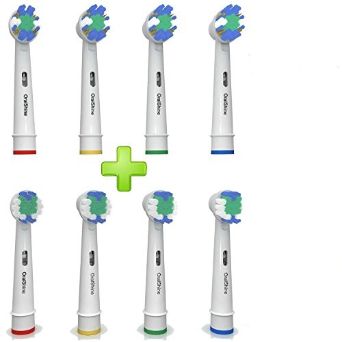 OralShine The Ultimate Oral B Braun Replacement Best Electric Toothbrush Heads 8 | 4 Floss Action