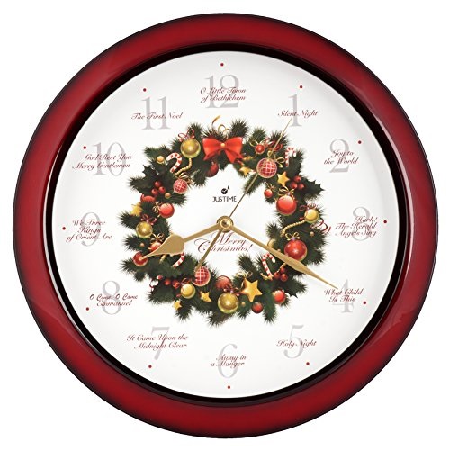 Justime Elegant 14inch 12 Song Of Carols Christmas Wreath Melody Justime Elegant 14inch 12 Song Of Carols Christmas Wreath Melody Wall Clock Sweep Silent Quartz Home Deco Wr Red
