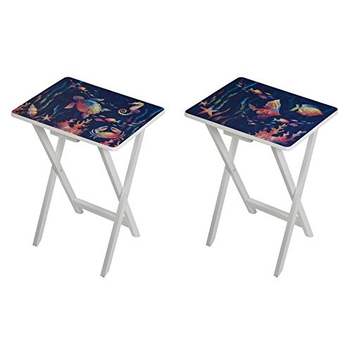 Lipper International Folding Tv Tray Table With Lip Cape Craftsmen Coastal Folding Wooden Tv Tray Tables Set Of 2