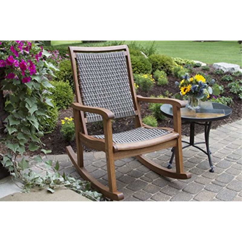 Patio Furniture Porch Outdoor Sears Outdoor Interiors Resin Wicker And Eucalyptus Rocking Chair Brown Grey
