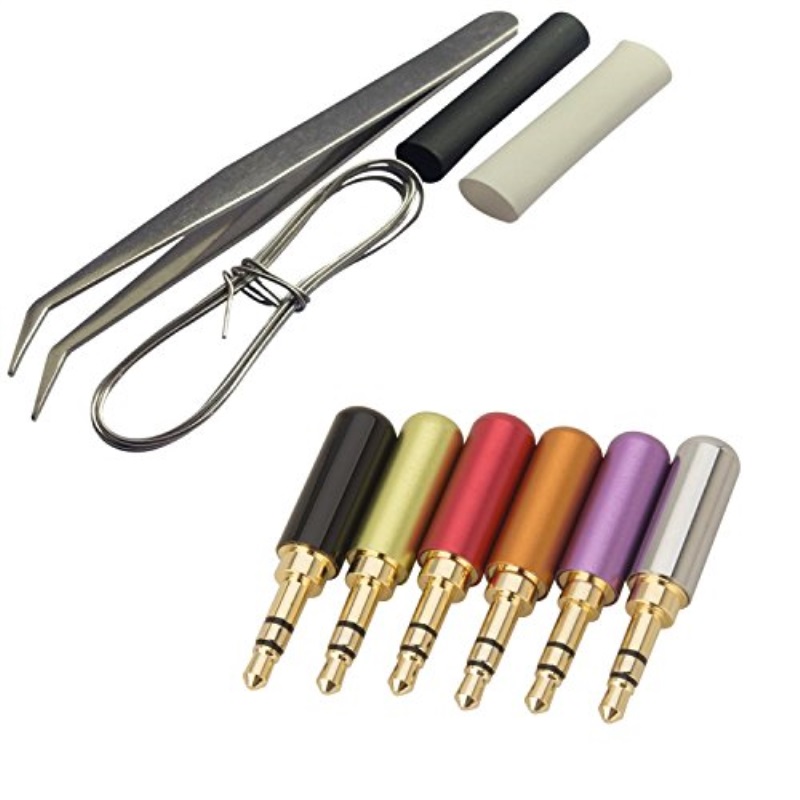 Eleacb01chnqqpk Timibis 6pcs 3 Pole 3 5mm Male Repair Headphone Stereo Jack Plug Metal Audio Soldering And Spring Connector Adaptor Tool